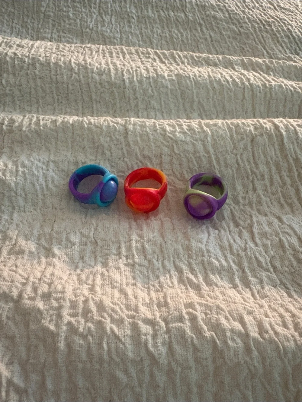Kids Silicone Fidget Rings Set - Purple, Blue, Red